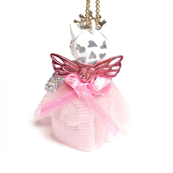 NWT 💖💎 Betsey Johnson Cat Fairy Pendant Slider Necklace Pink & Gold - Picture 12 of 12